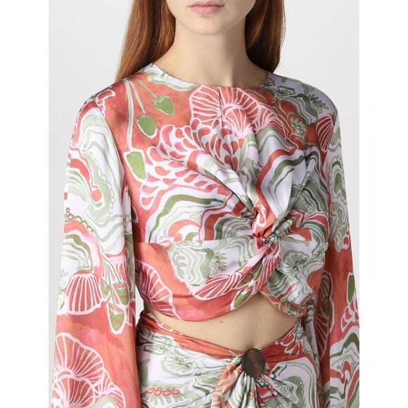 Andrea Iyamah Behati Crop Top Coral Green Balloon‎ Sleeves - Picture 11 of 12